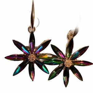 Mystic rainbow gold plated earrings, light catcher
